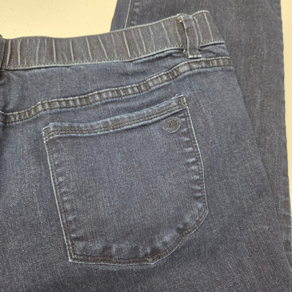 Susan Graver Womens Straight Leg Jeans Dark Wash Size 16 Elastic Waist - Picture 6 of 6